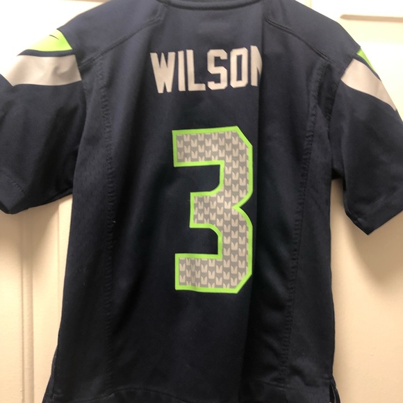 Nike On Field NFL Authentic Seattle Seahawks #3 Wilson Boy’s Blue Jersey Sz M - Picture 9 of 14